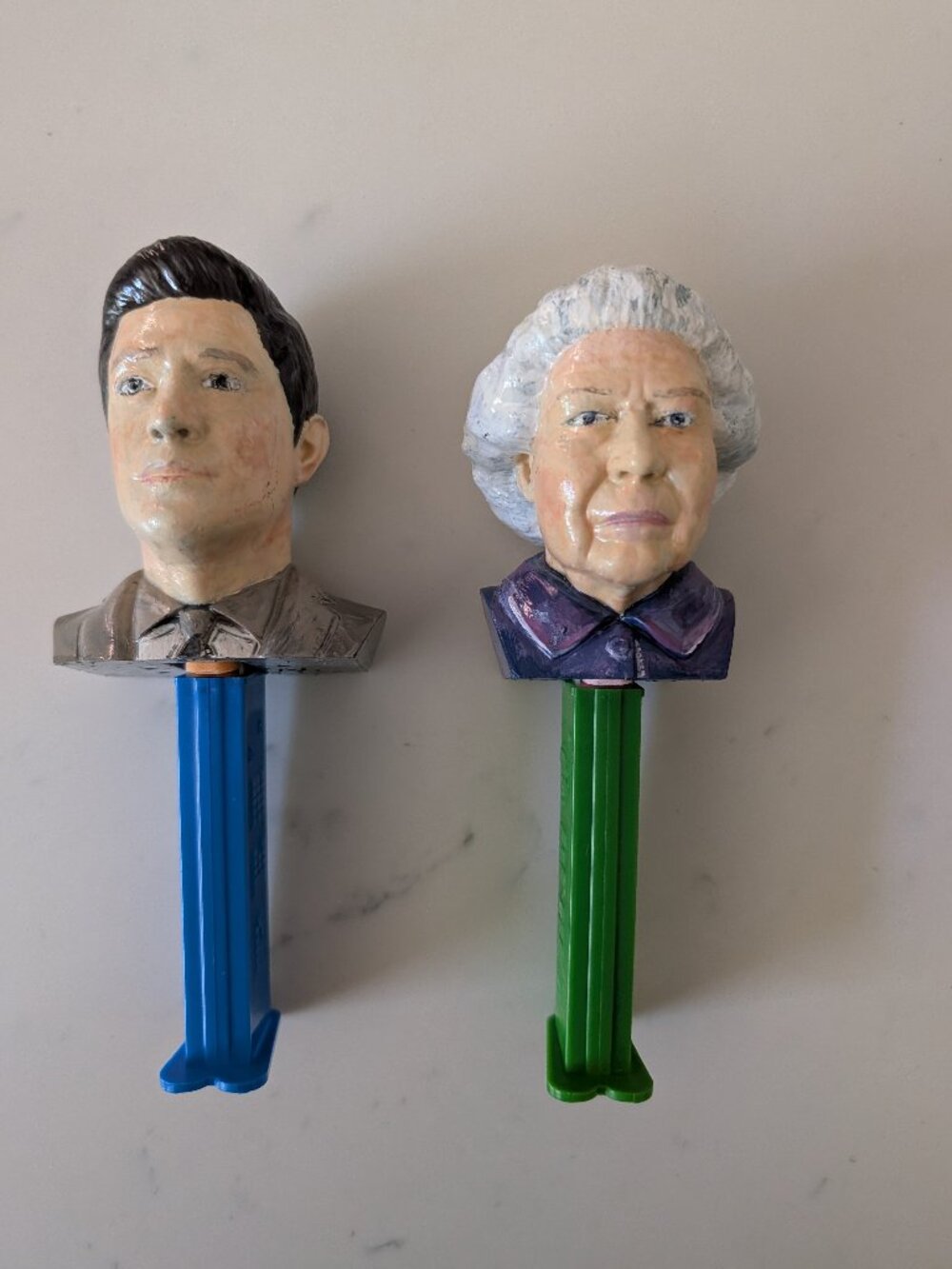 Custom 3D Printed Topper Misha and Queen Pez Dispensers